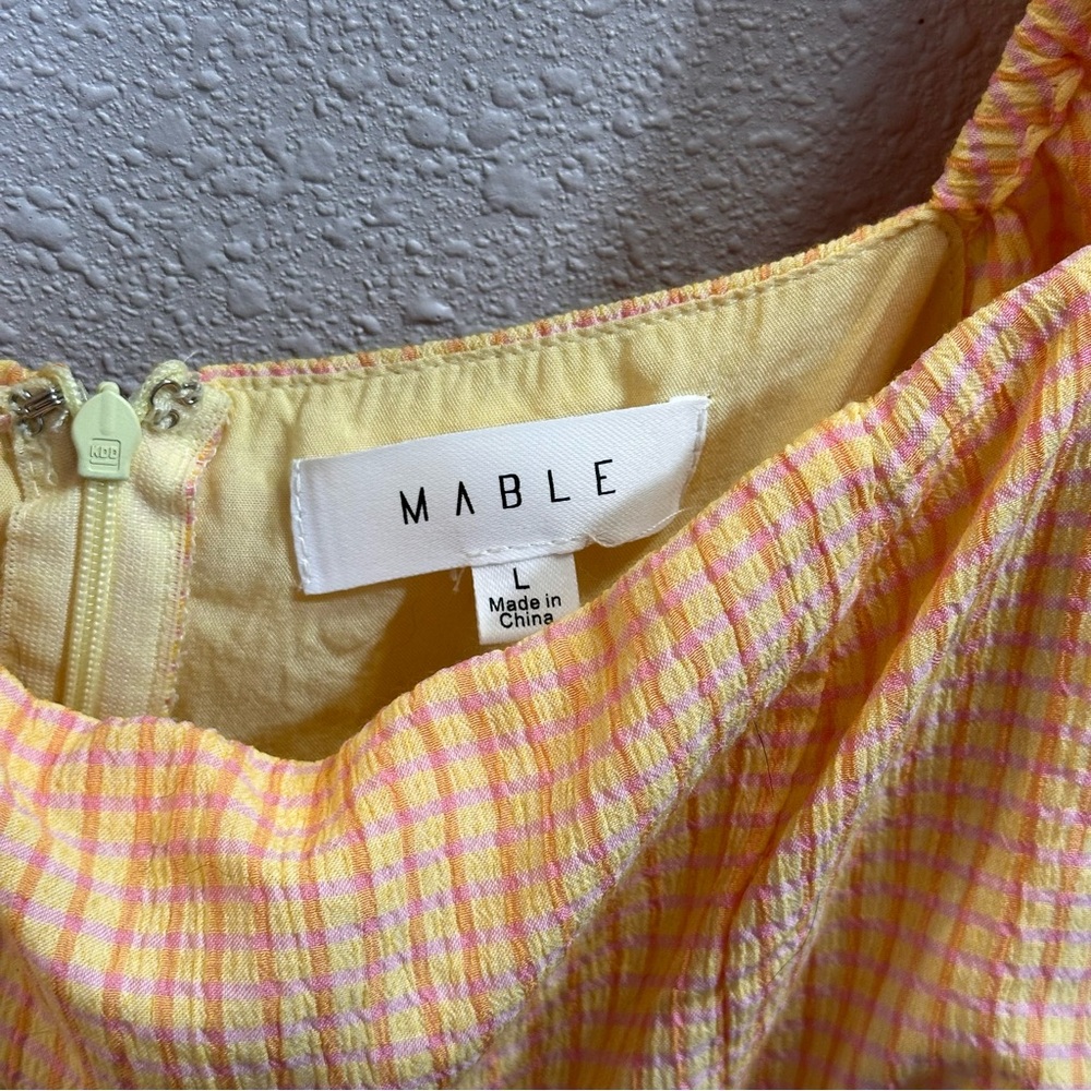 Mable Orange Yellow Pink Gingham Dress Large - Picture 2 of 4